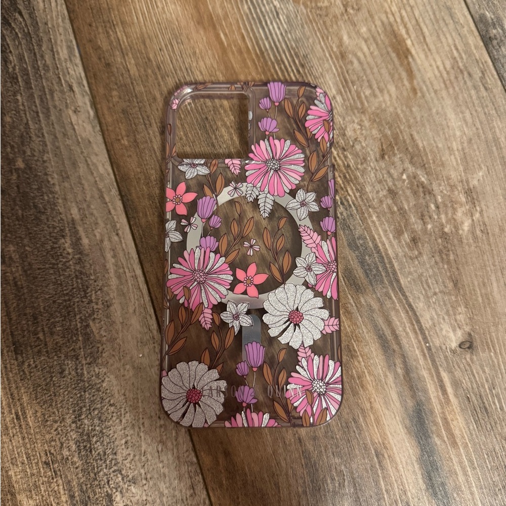 iPhone 13 Floral Pattern Phone Case - Pink, Purple, White